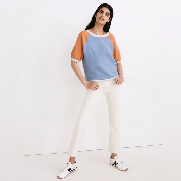 NEW Madewell short sleeve Colorblock sweatshirt Medium - Picture 1 of 7